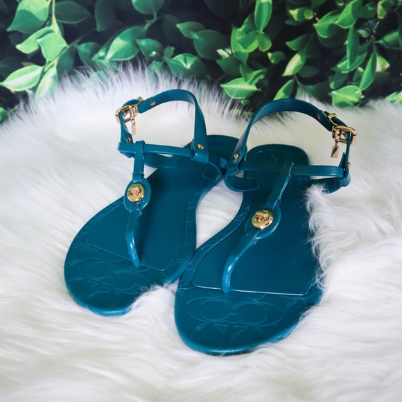 Coach Shoes - Authentic Coach Ankle T Strap Jelly Blue Sandal 7B